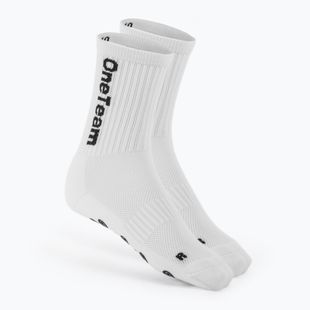 Дитячі футбольні шкарпетки OneTeam Precision Grip non-slip 2-pack white
