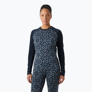 Жіноча термоактивна кофта Helly Hansen Lifa Merino Midweight Graphic Crew navy nordic rose aop