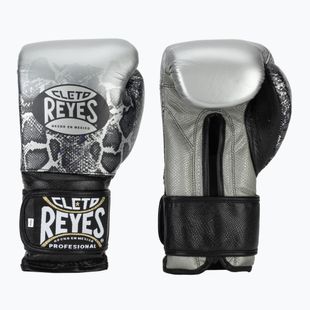 Боксерські рукавички Cleto Reyes Velcro Sparring сріблясто-чорні на липучках