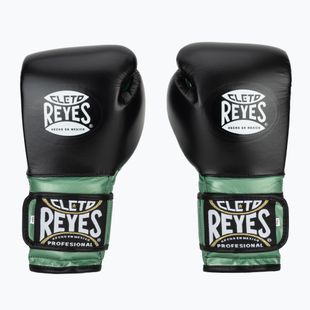 Боксерські рукавички Cleto Reyes Velcro Sparring зелені металік / чорні боксерські рукавички