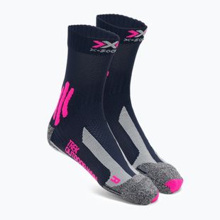 Шкарпетки жіночі трекінгові X-Socks Trek Outdoor опівнічно-сині/рожеві/світло-сірі меланжеві