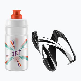 Комплект велосипедний Elite CEO Kit Jet koszyk + пляшка 350 мл black glossy/white graphics/clear/logo orange