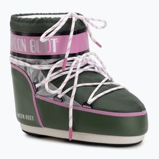 Черевики зимові жіночі Moon Boot Icon Low Space Racing forest green/silver/pink