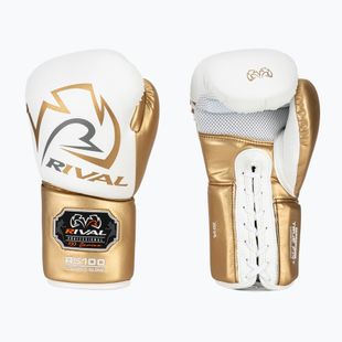 Рукавиці боксерські Rival RS100 Professional white/gold