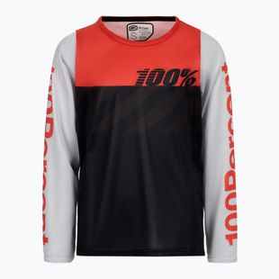 Лонгслів велосипедний дитячий 100% R-Core black/racer red