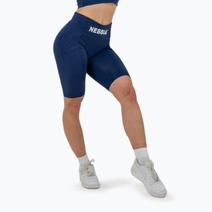 Шорти для тренувань жіночі NEBBIA High Waisted Biker 10″ Gym Therapy dark blue