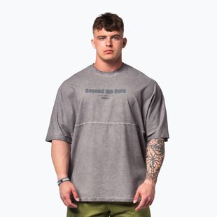 Футболка для тренувань чоловіча NEBBIA Washed-Off Heavyweight No Shortcuts light grey