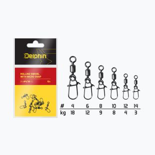 Вертлюжок спінінговий Delphin Rollings Swivel With Micro Snap 10 шт. чорний 969B05004
