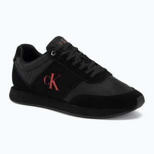 Взуття чоловіче Calvin Klein HM0HM02212 Retro Runner Bans Leather Suede triple black/adrenaline rush