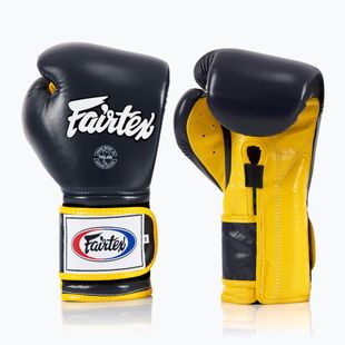 Боксерські рукавички Fairtex Heavy Hitter синьо-жовті в мексиканському стилі