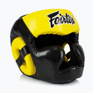Боксерський шолом для спарингу Fairtex Diagonal Vision - повне покриття голови чорний/жовтий