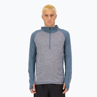 Кофта термічна чоловіча Mons Royale Temple Tech Hood grey heather/goblin blue
