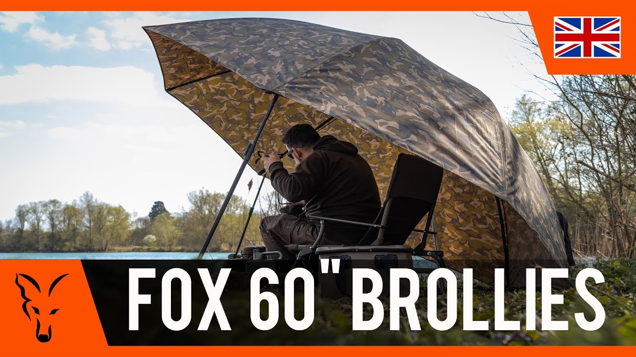 Парасолька коропова Fox International 60" Camo Brolly коричнева CUM268